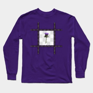 Tartan Thistle on a Chequered Background Long Sleeve T-Shirt